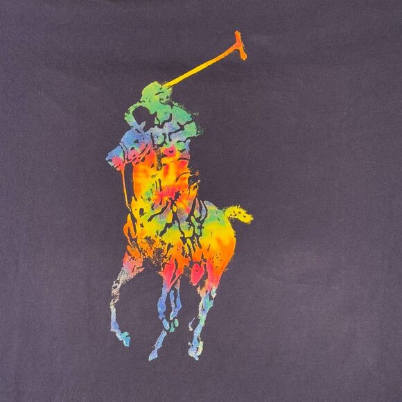 Polo Ralph Lauren Mens 4XB T-Shirt Navy Blue Crewneck Rainbow Jockey Big & Tall - Picture 2 of 5